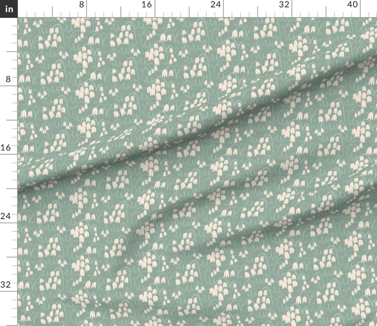 Whimsical Retro Vintage Floral 70S Flowers Green Blue Cottage Core Custom Printed Fabric by Spoonflower Various Fabrics by the Yard or Fat Quarter